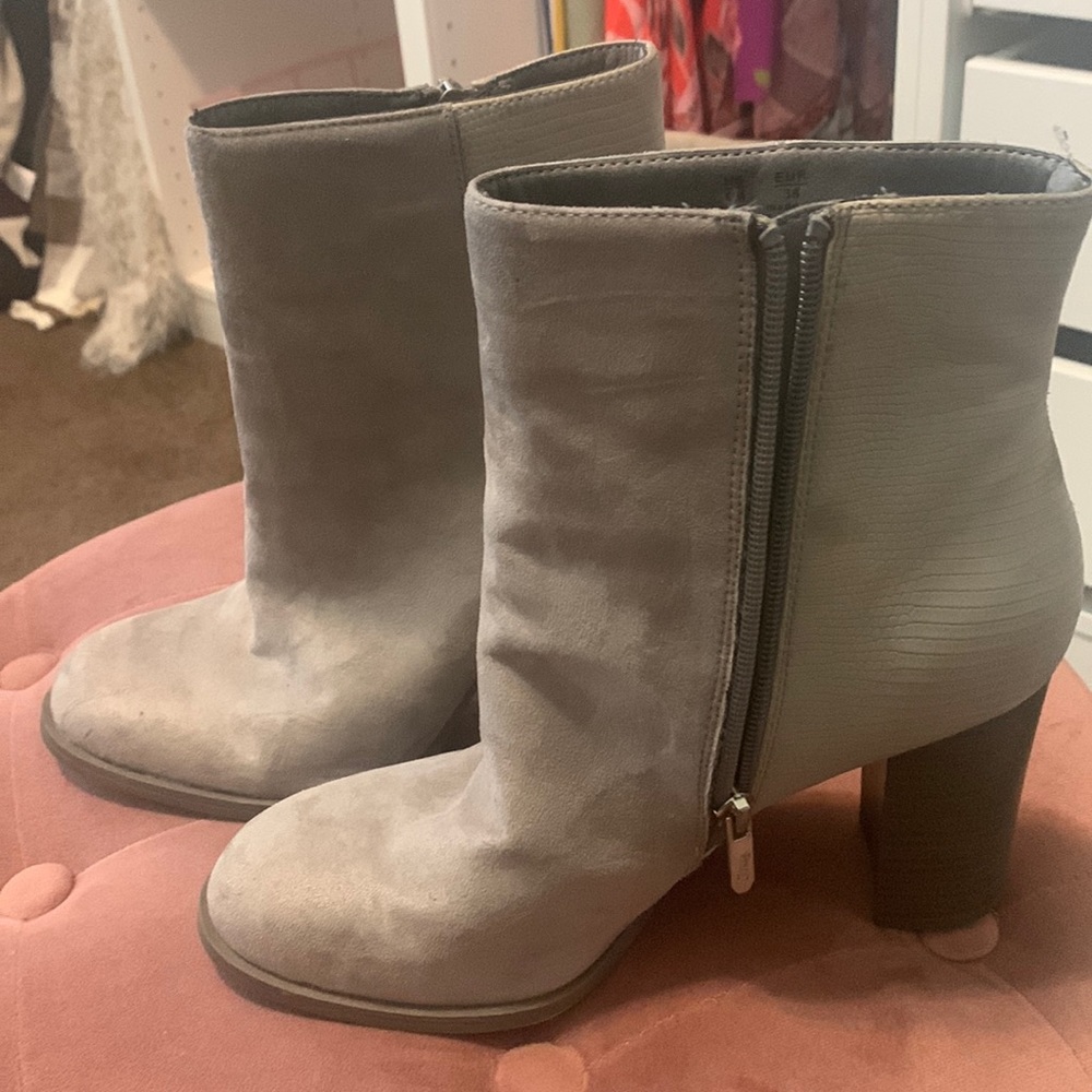 Suede gray booties for sale